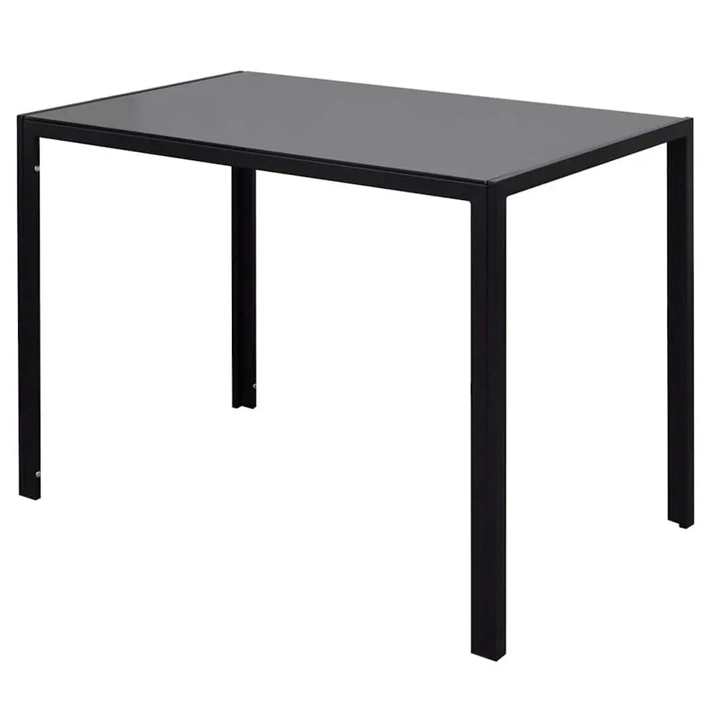 Black Dining Table Set 7 Piece Modern Kitchen Furniture Glass Table with 6 Chairs