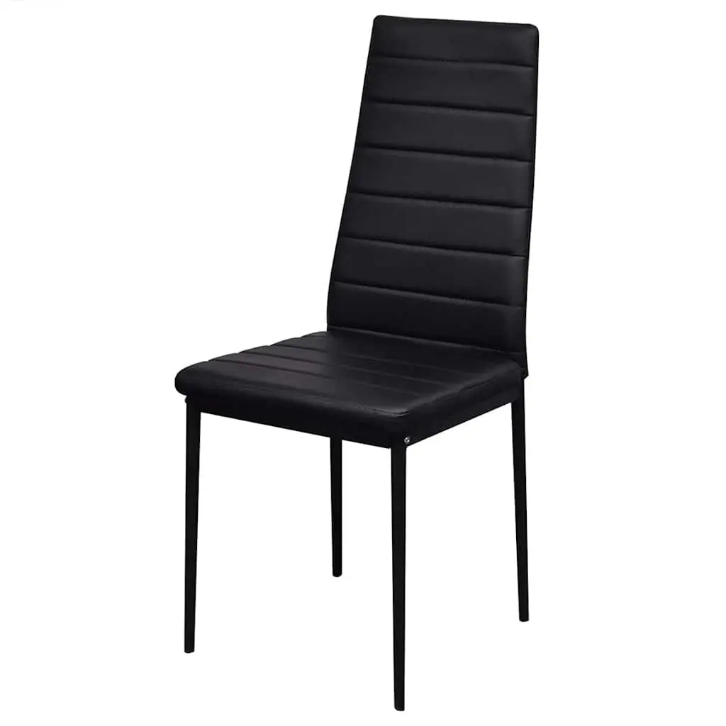Black Dining Table Set 7 Piece Modern Kitchen Furniture Glass Table with 6 Chairs