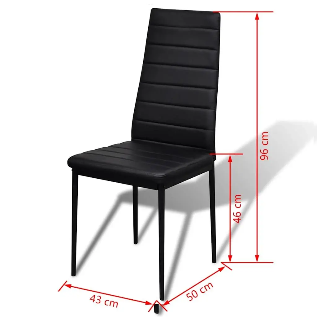 Black Dining Table Set 7 Piece Modern Kitchen Furniture Glass Table with 6 Chairs