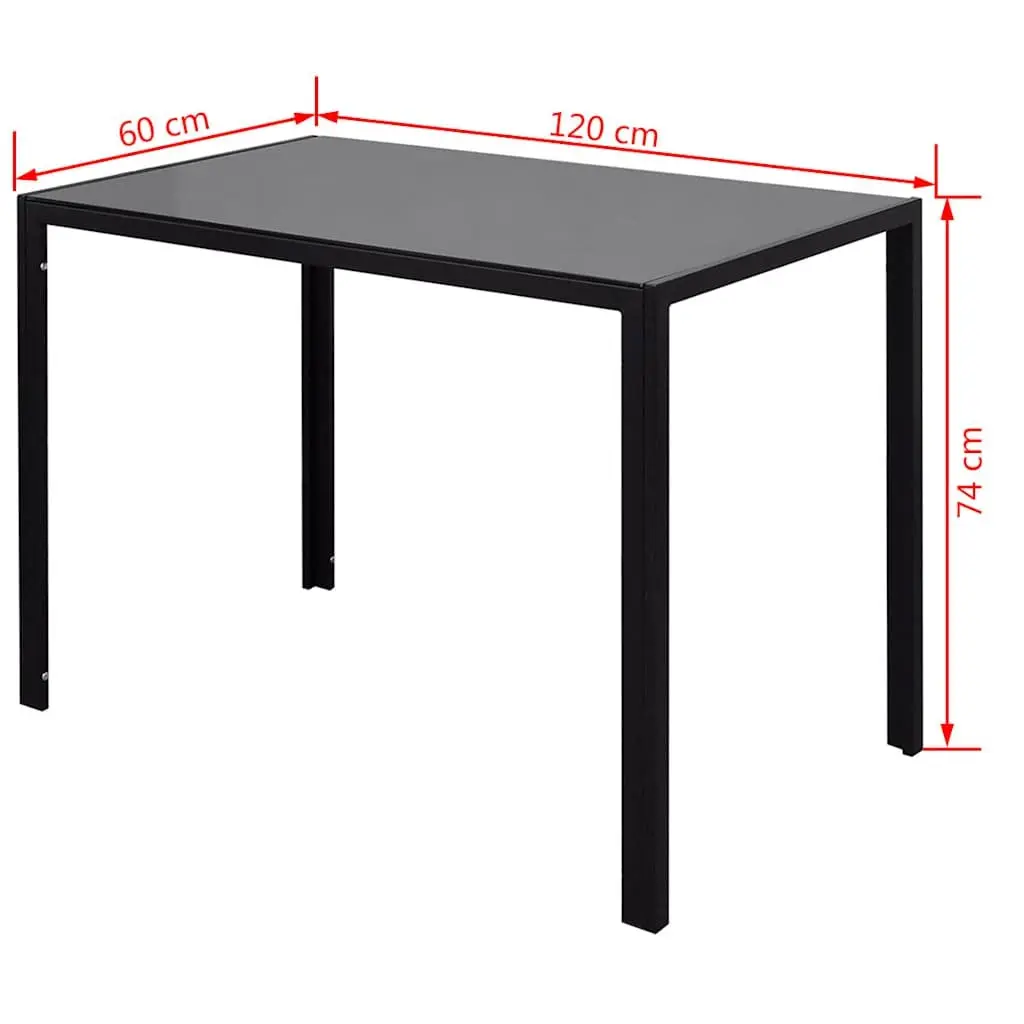 Black Dining Table Set 7 Piece Modern Kitchen Furniture Glass Table with 6 Chairs