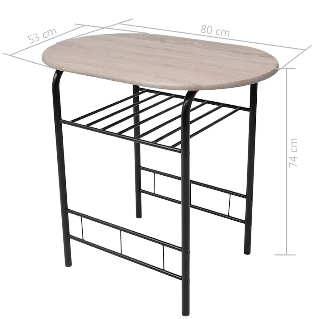 Breakfast Bar Set with 2 Stools Modern Kitchen Dining Furniture Black Compact