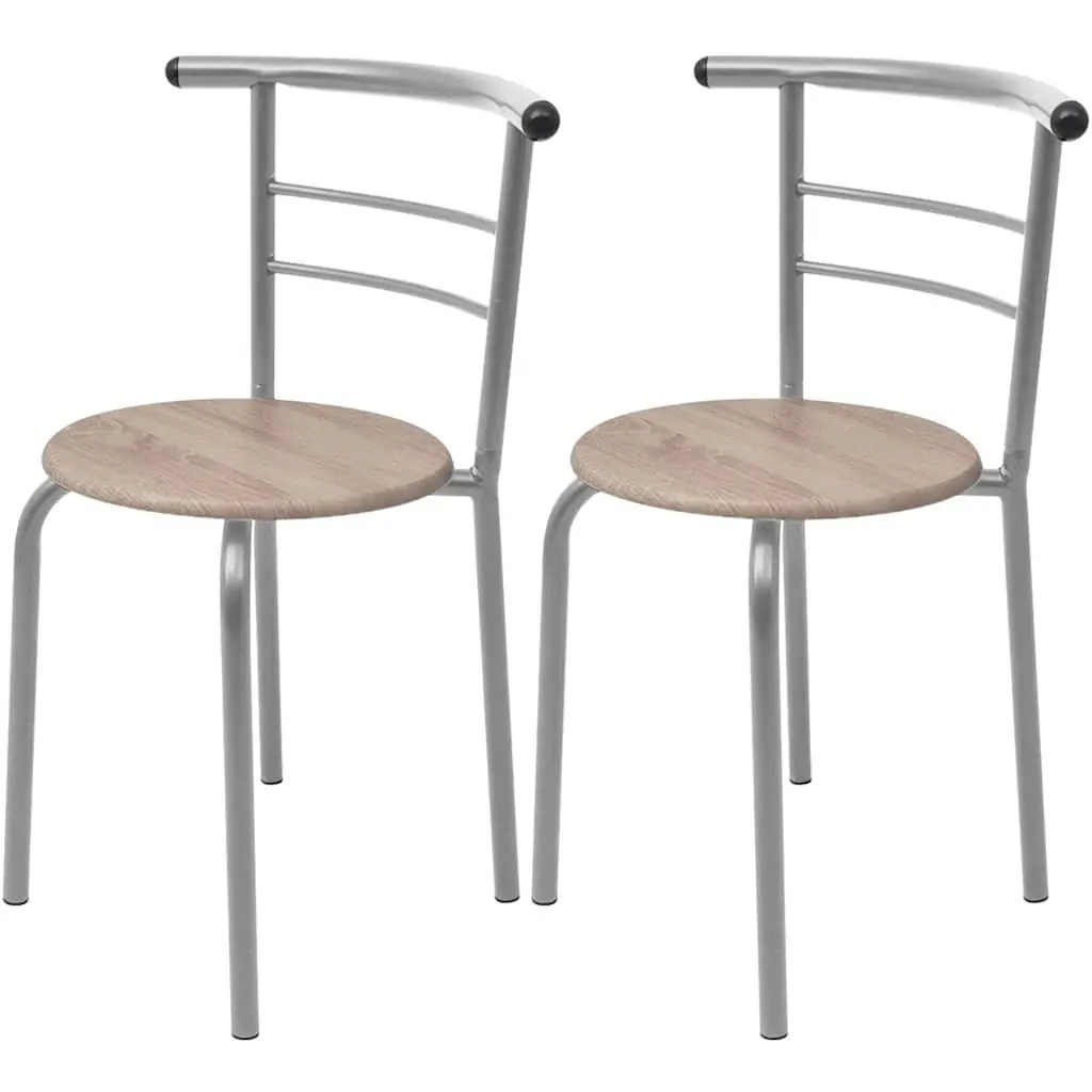 Breakfast Bar Set Modern Kitchen Dining Table 2 Stools Brown Compact Furniture