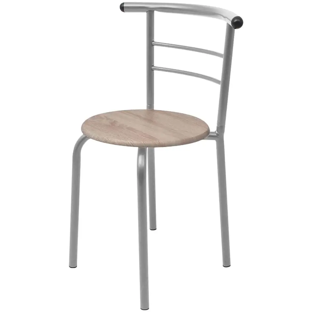 Breakfast Bar Set Modern Kitchen Dining Table 2 Stools Brown Compact Furniture