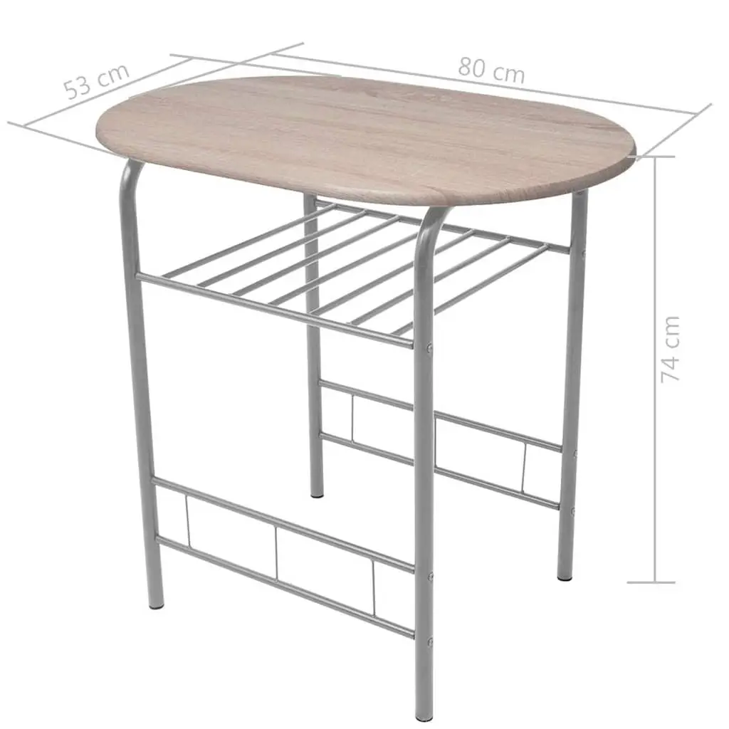 Breakfast Bar Set Modern Kitchen Dining Table 2 Stools Brown Compact Furniture