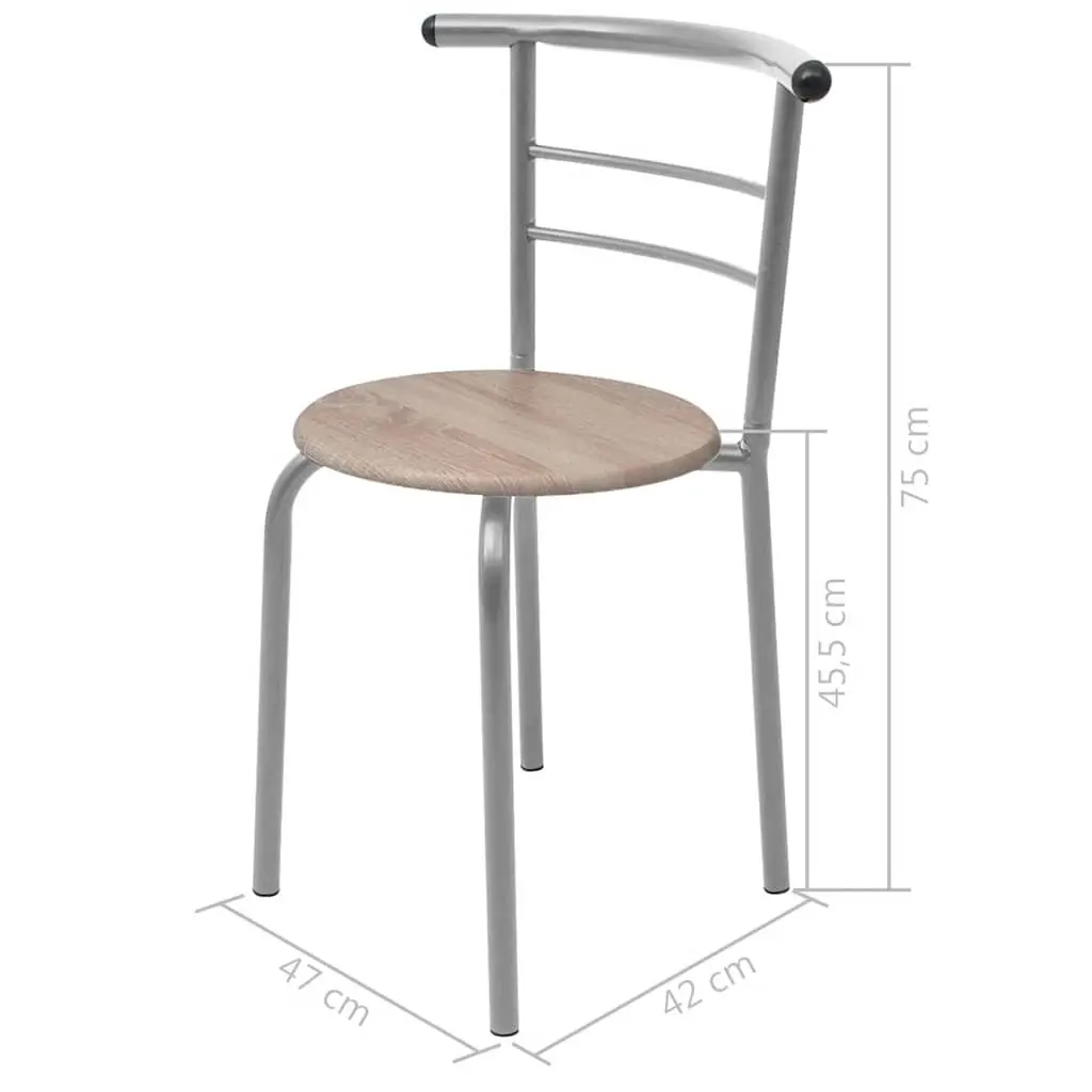 Breakfast Bar Set Modern Kitchen Dining Table 2 Stools Brown Compact Furniture