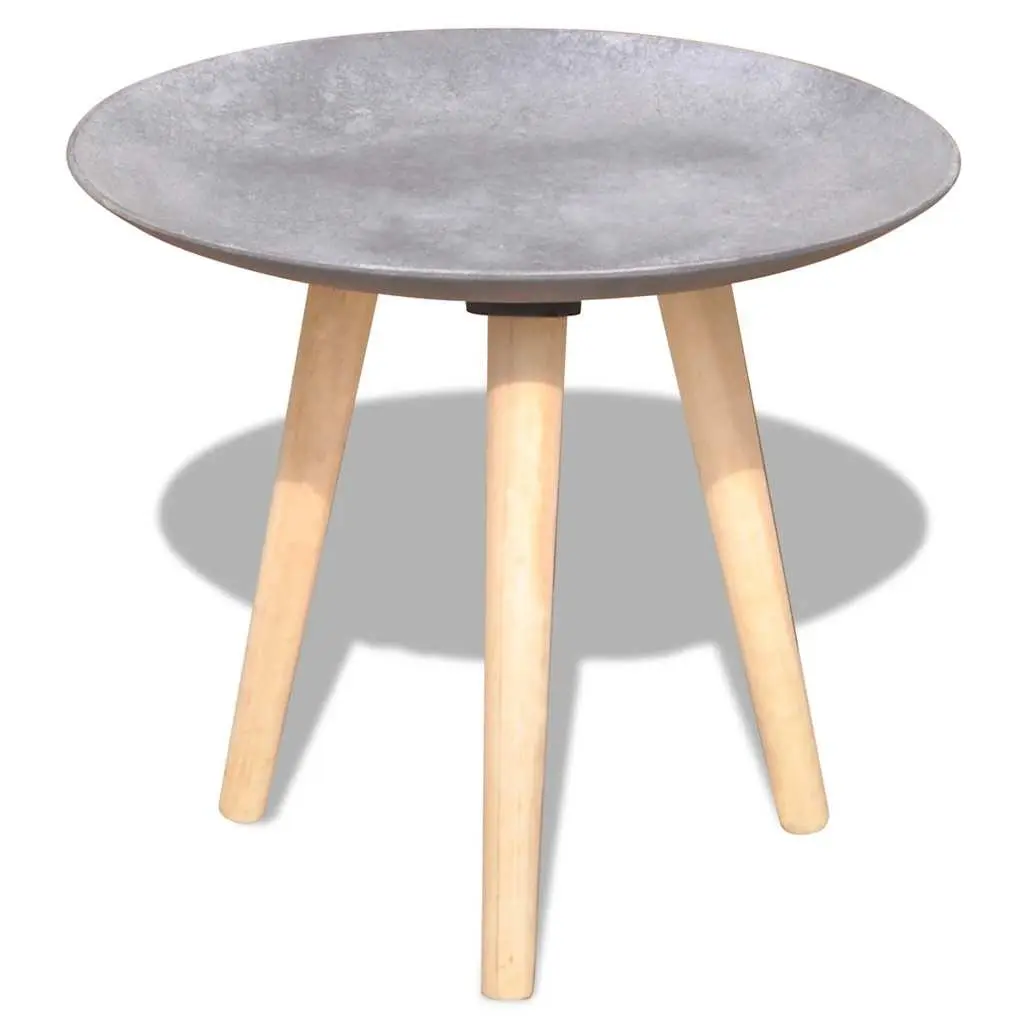 Side Table Set of 2 Round Coffee Tables 55cm 44cm Concrete Grey