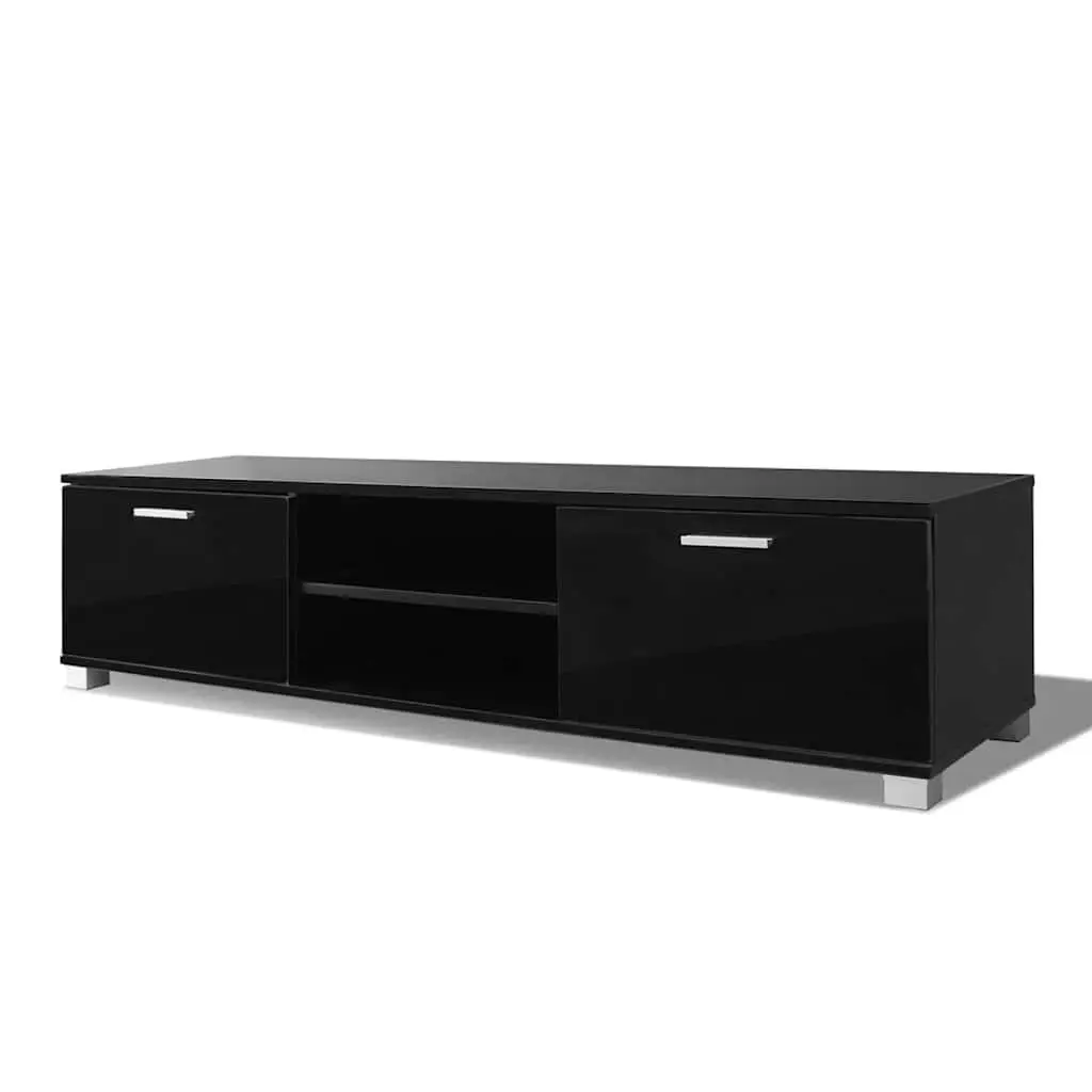 TV Cabinet Modern Entertainment Unit Media Storage 140 x 40.5 x 35 cm High-Gloss Black