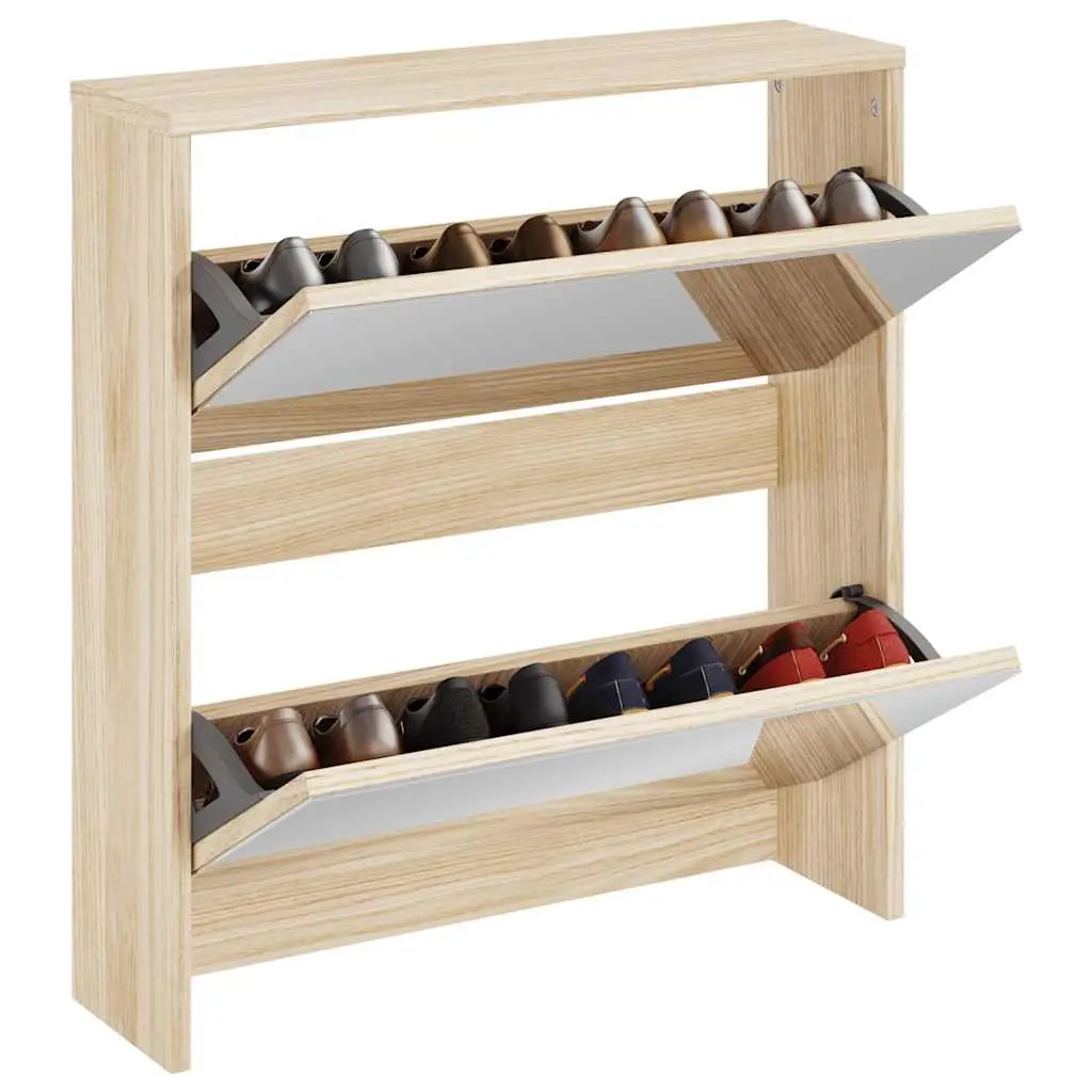 Shoe Cabinet 2-Layer Organiser Wall Mounted Brown