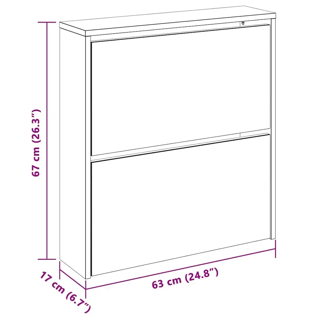 Shoe Cabinet 2-Layer Organiser Wall Mounted Brown
