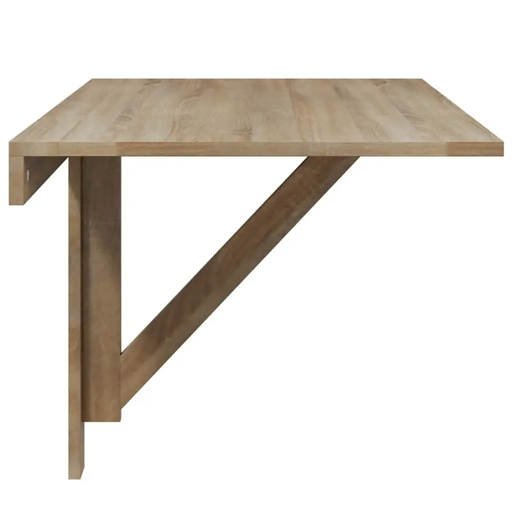 Brown Folding Table Wall Mounted 100x60 cm Space Saving for Kitchen Office
