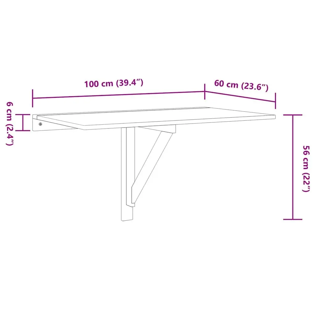Folding Wall Table White 100x60 cm Space-Saving Mounted Kitchen Desk Compact