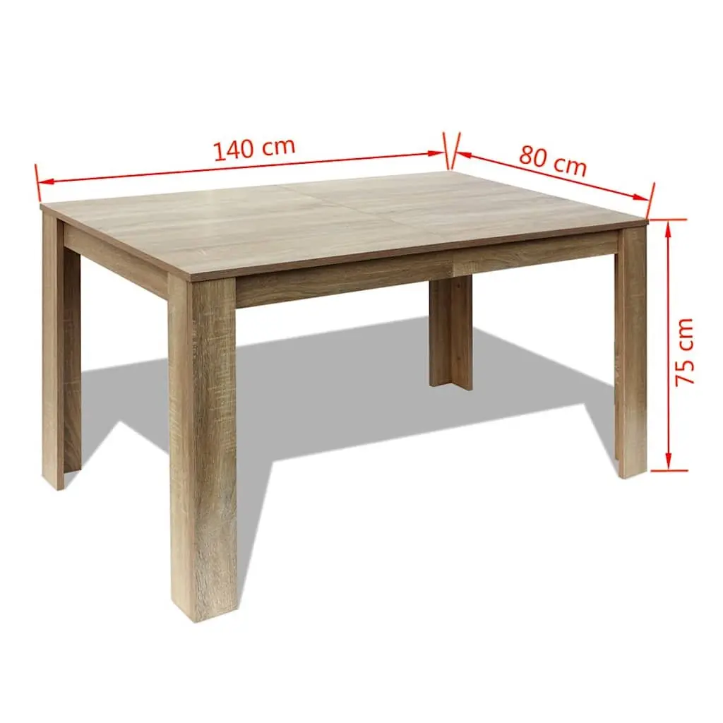 Dining Table 140x80x75 cm Kitchen Room Furniture Oak Brown Modern Design