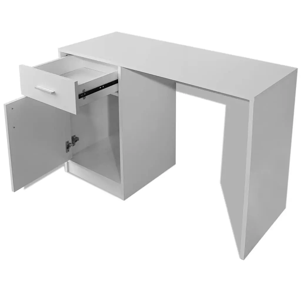Desk Modern Office Study Bedroom Furniture Storage White 100cm x 40cm x 73cm