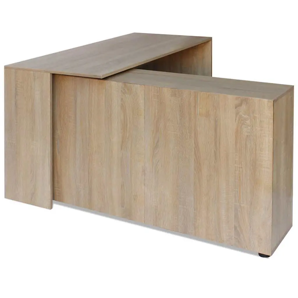 Corner Desk with 4 Shelves Brown Office Study Computer Workstation Storage