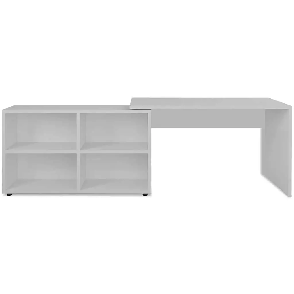 Corner Desk with 4 Shelf Bookcase Storage White Office Furniture