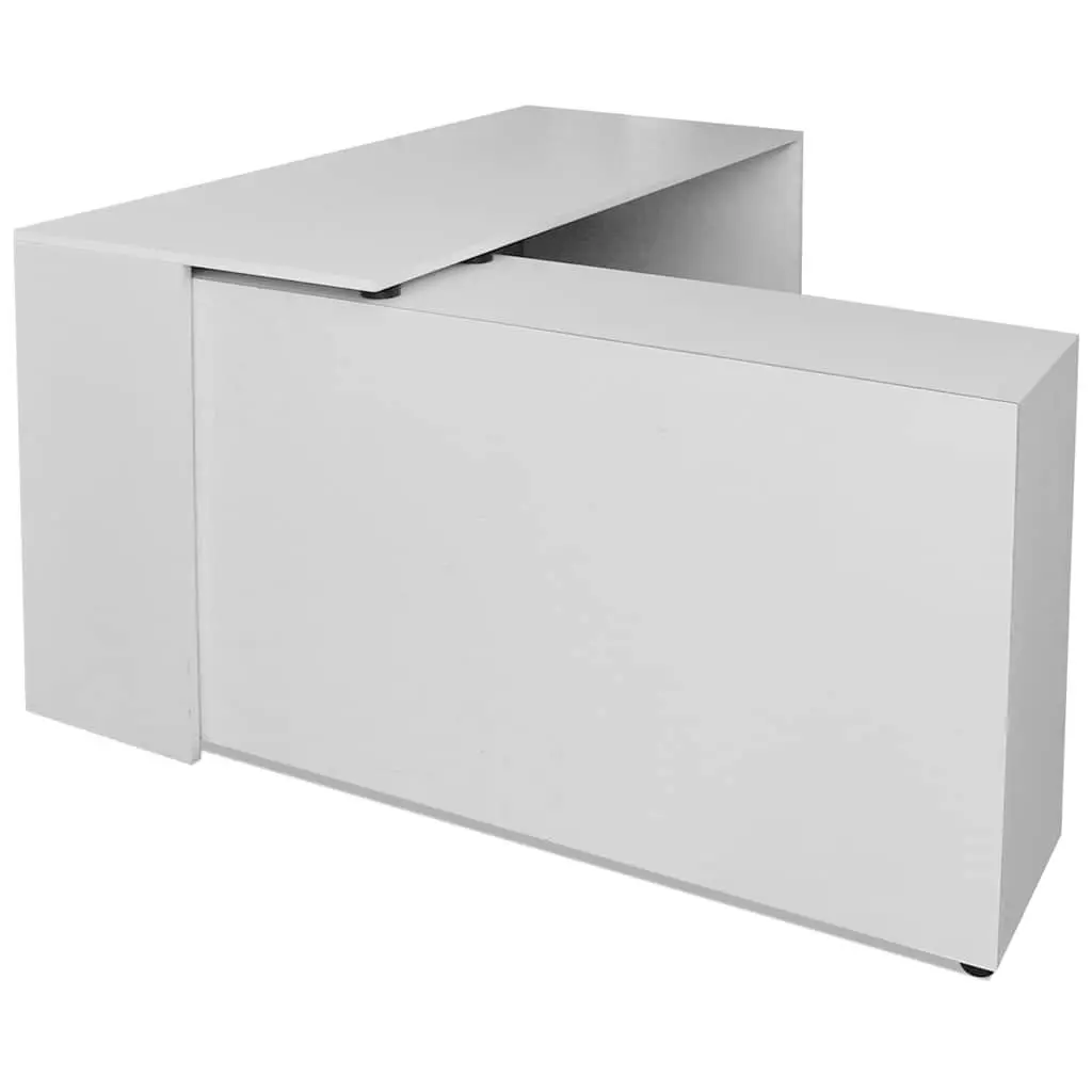 Corner Desk with 4 Shelf Bookcase Storage White Office Furniture