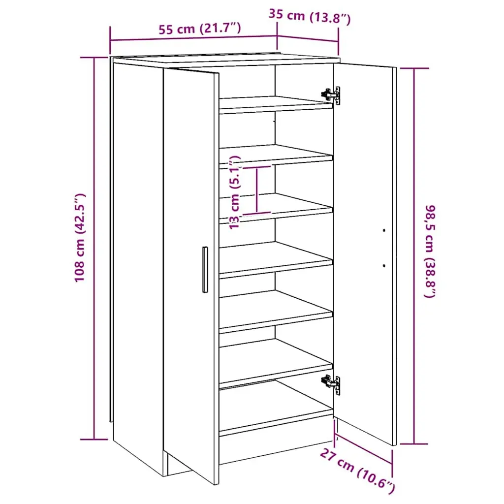 Shoe Cabinet Brown Wooden 7 Compartment Storage Organiser for Hallway Entryway Bedroom