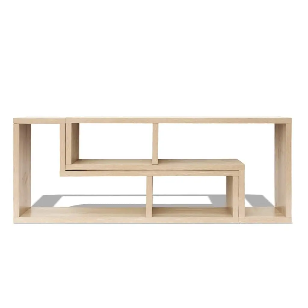 TV Cabinet Storage Unit L-Shaped Shelves Brown Media Entertainment Furniture