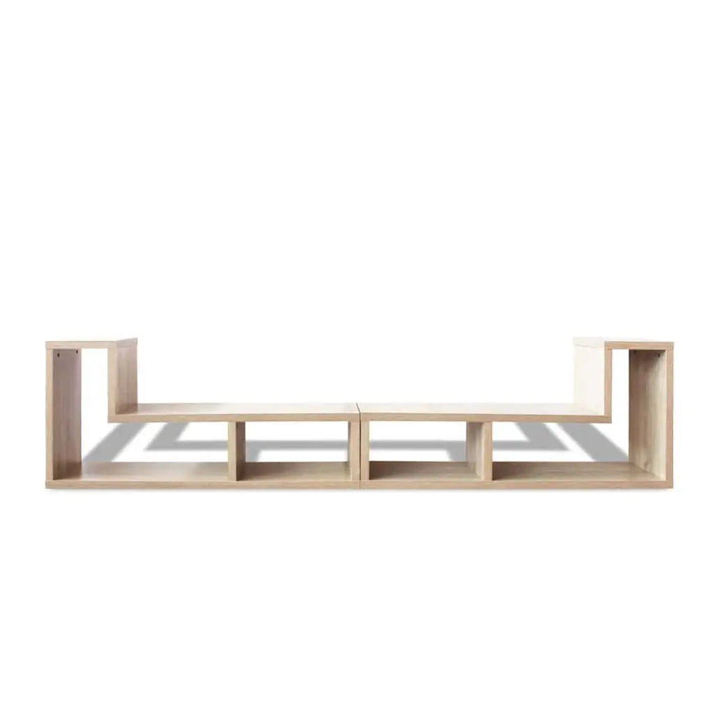 TV Cabinet Storage Unit L-Shaped Shelves Brown Media Entertainment Furniture