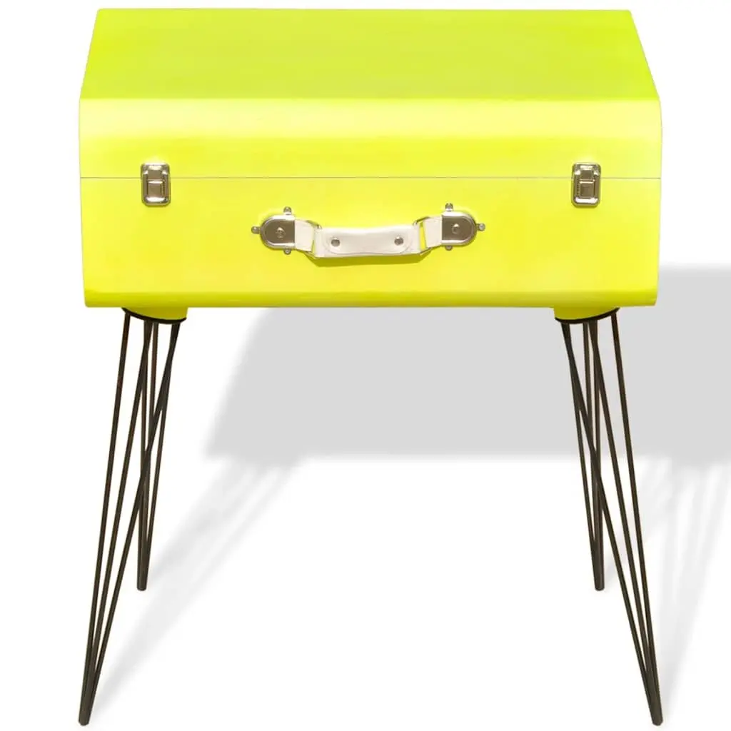 Bedside Table Vintage Suitcase Style Storage Organiser 49.5 x 36 x 60 cm Yellow