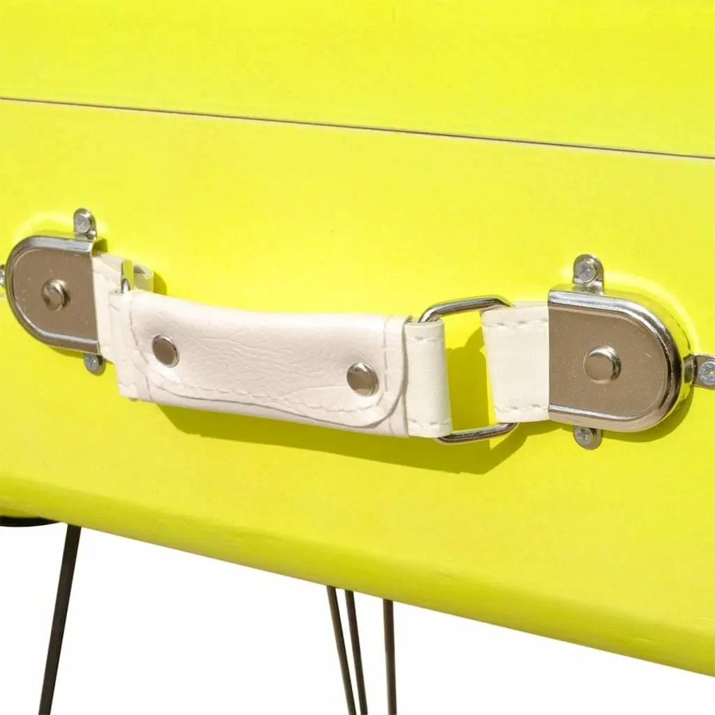 Bedside Table Vintage Suitcase Style Storage Organiser 49.5 x 36 x 60 cm Yellow
