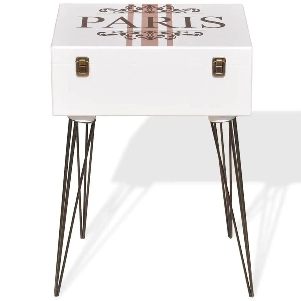Suitcase Side Cabinet Storage White Vintage Bedroom Bedside Table 40 x 30 x 57 cm