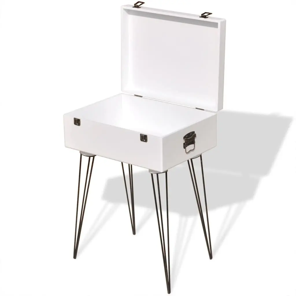 Suitcase Side Cabinet Storage White Vintage Bedroom Bedside Table 40 x 30 x 57 cm