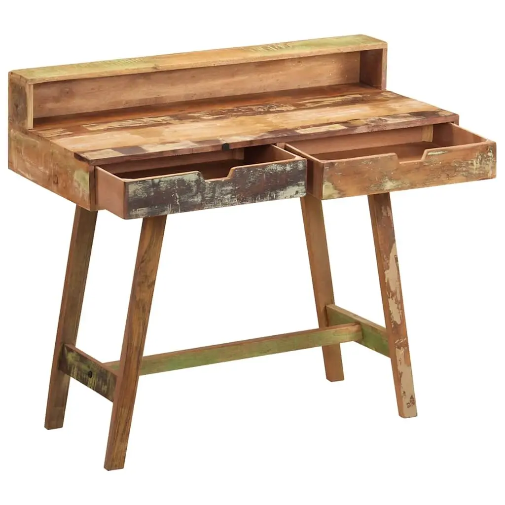 Desk Solid Reclaimed Wood Vintage Style Office Study Computer Table with Drawers