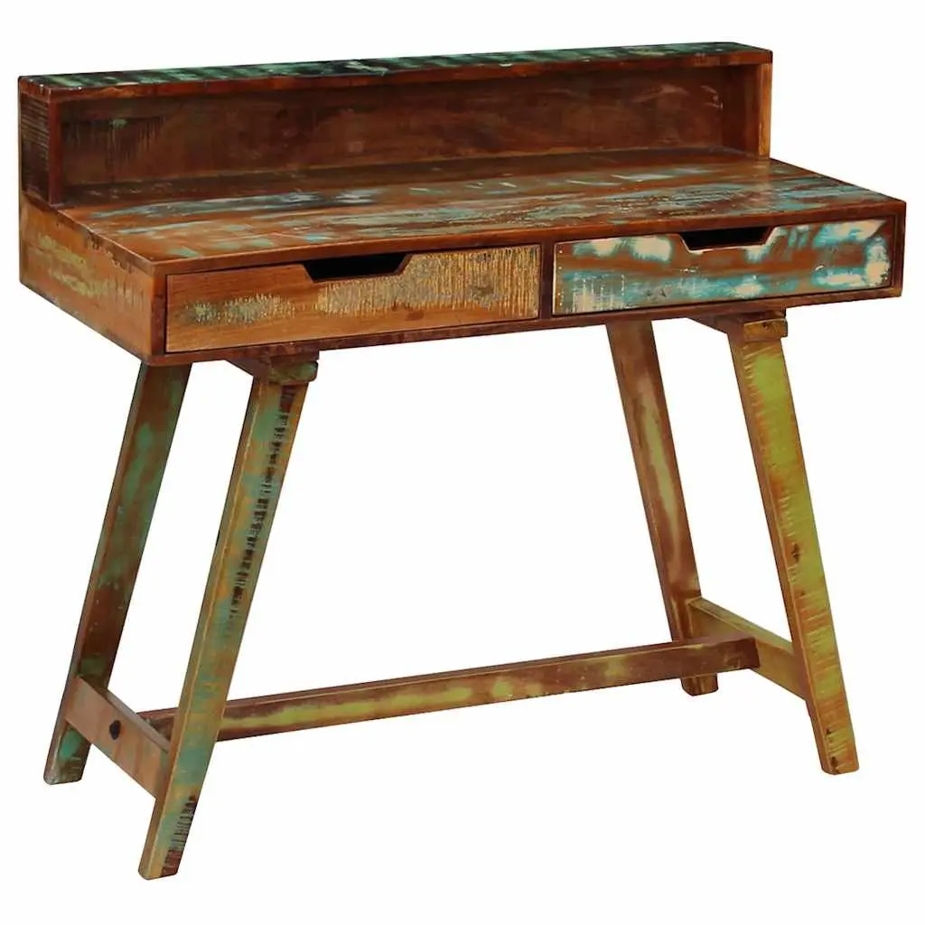 Desk Solid Reclaimed Wood Vintage Style Office Study Computer Table with Drawers