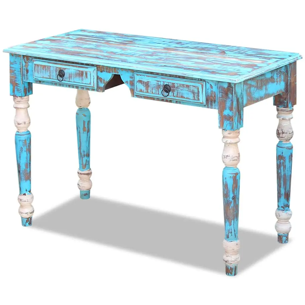Solid Reclaimed Wood Desk with Drawers Vintage Style Home Office Furniture