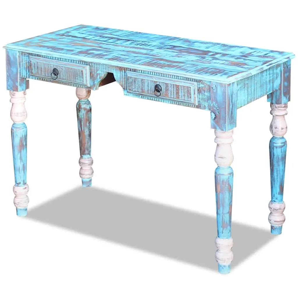 Solid Reclaimed Wood Desk with Drawers Vintage Style Home Office Furniture