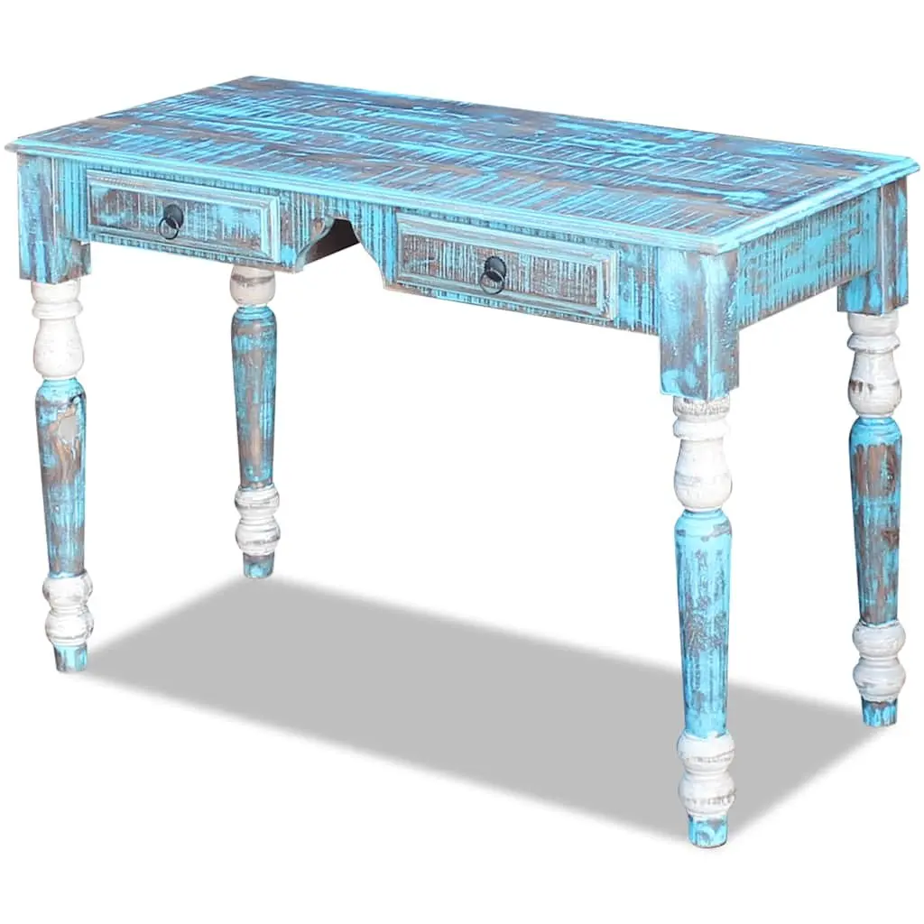 Solid Reclaimed Wood Desk with Drawers Vintage Style Home Office Furniture