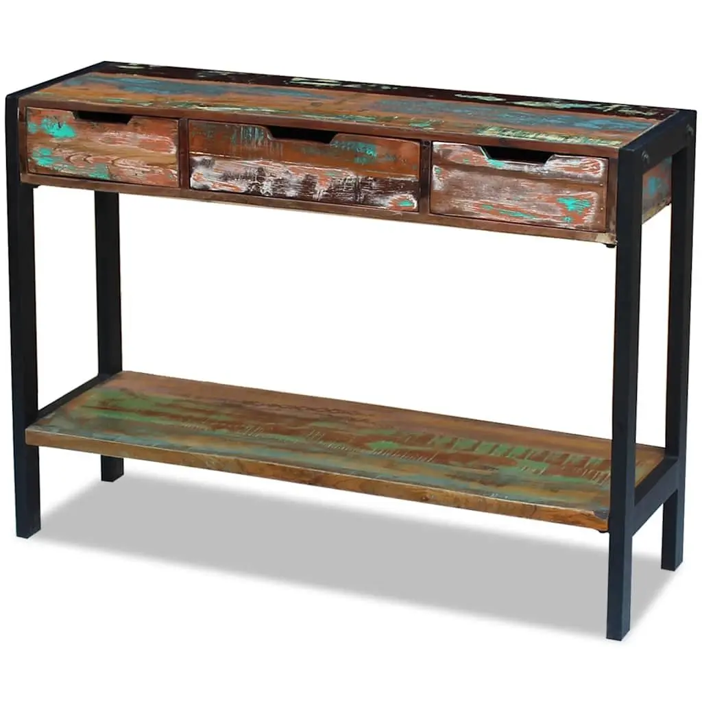Wooden Sideboard 3 Drawers Solid Reclaimed Wood Storage Cabinet Console Table