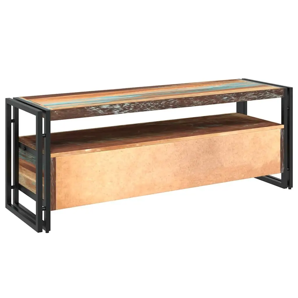 TV Cabinet Vintage Style Solid Reclaimed Wood 2 Drawer 1 Shelf Multicolour