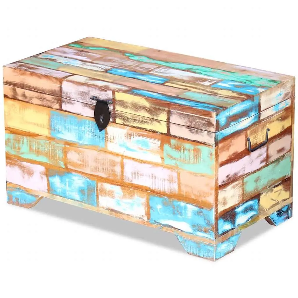 Storage Chest Vintage Handmade Coffee Table Solid Reclaimed Wood Multicolour
