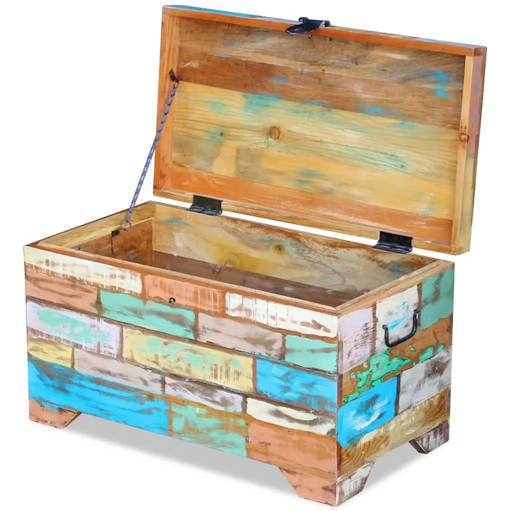 Storage Chest Vintage Handmade Coffee Table Solid Reclaimed Wood Multicolour