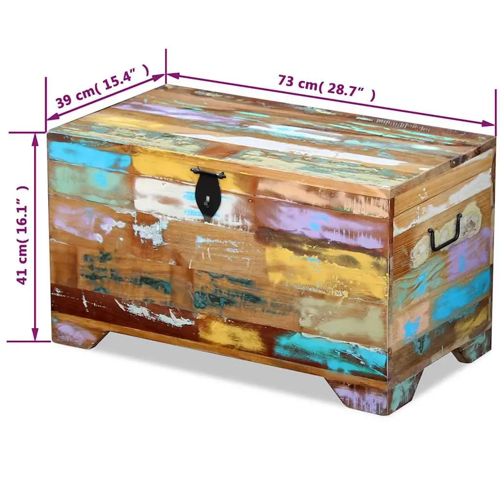 Storage Chest Vintage Handmade Coffee Table Solid Reclaimed Wood Multicolour
