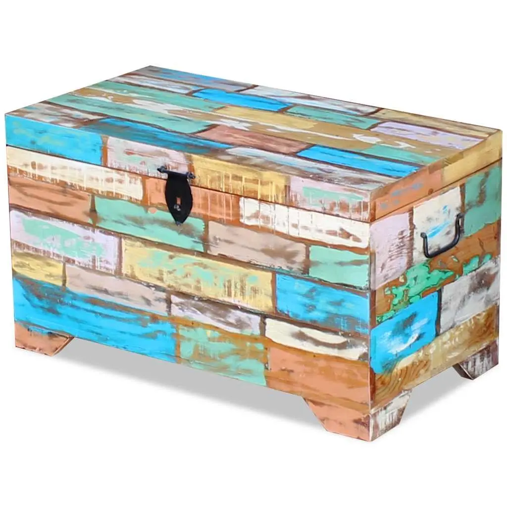 Storage Chest Vintage Handmade Coffee Table Solid Reclaimed Wood Multicolour