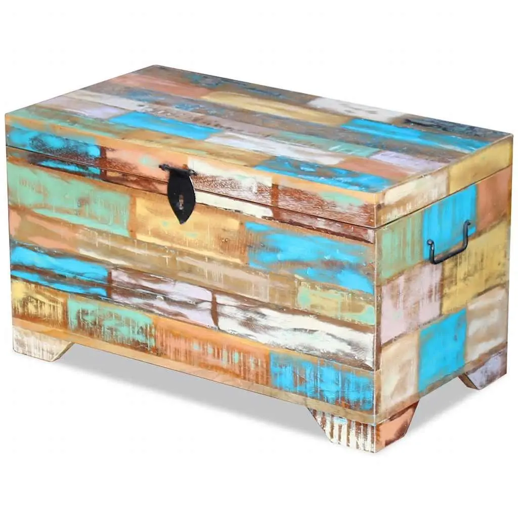 Storage Chest Vintage Handmade Coffee Table Solid Reclaimed Wood Multicolour