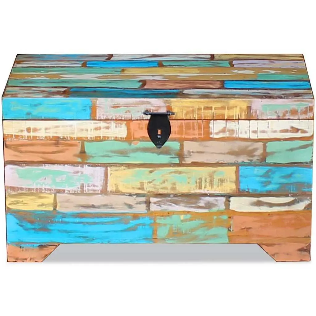 Storage Chest Vintage Handmade Coffee Table Solid Reclaimed Wood Multicolour