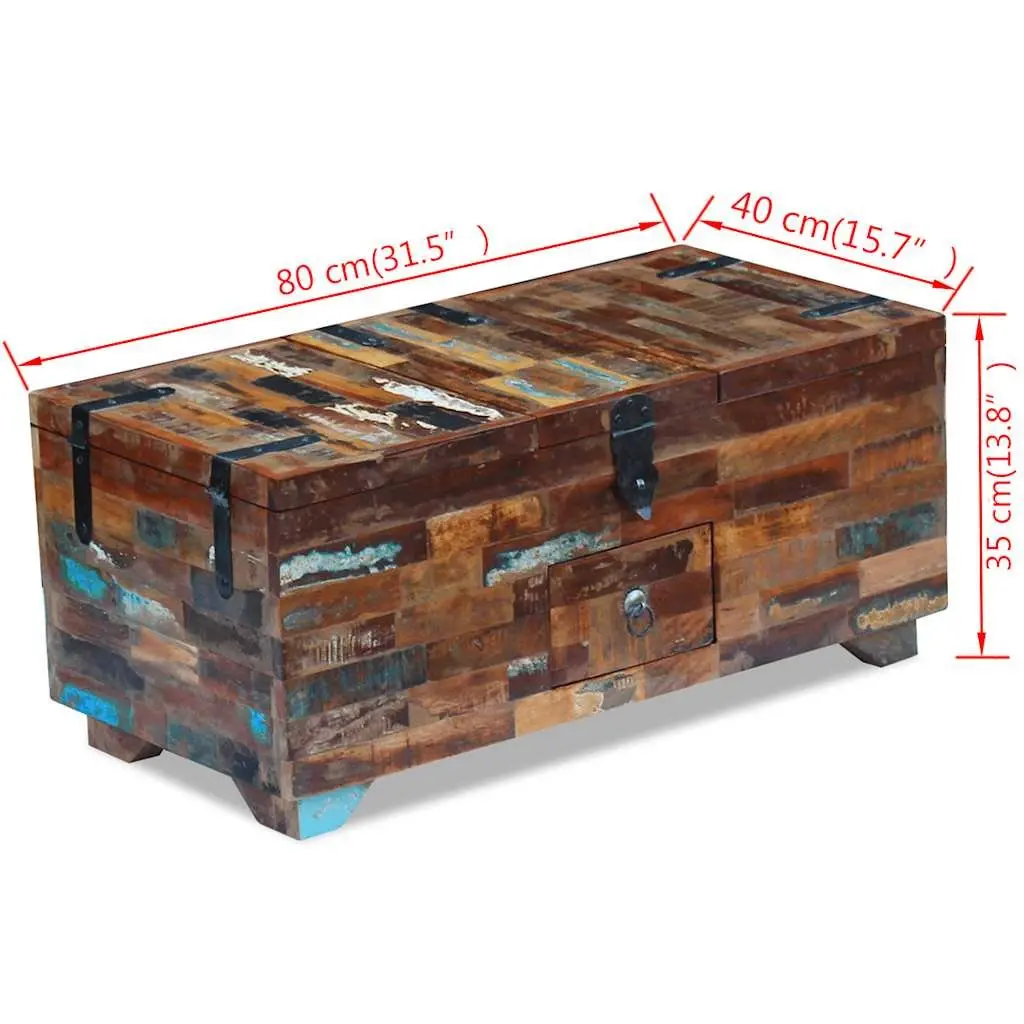 Reclaimed Wood Coffee Table Chest with Storage Brown 80cm x 40cm x 35cm