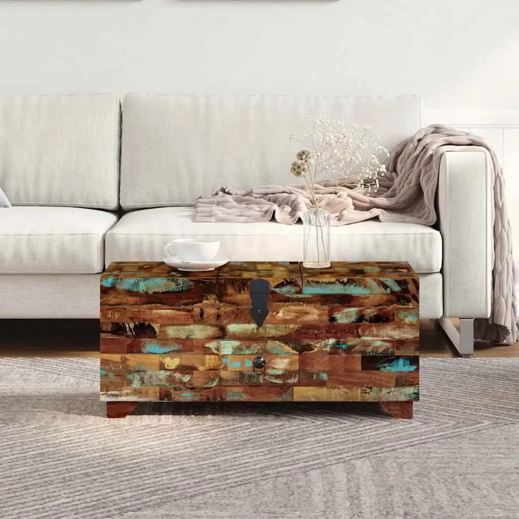 Reclaimed Wood Coffee Table Chest with Storage Brown 80cm x 40cm x 35cm