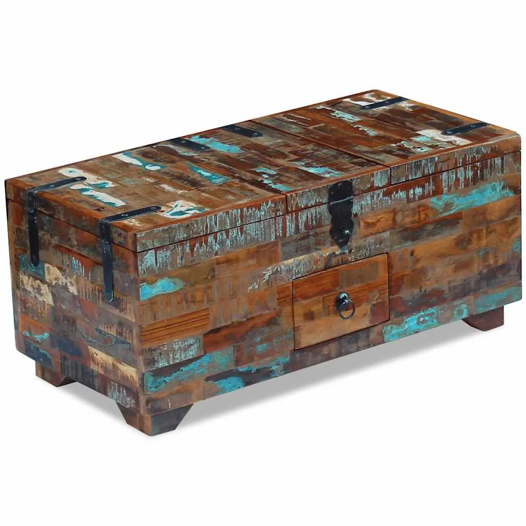 Reclaimed Wood Coffee Table Chest with Storage Brown 80cm x 40cm x 35cm