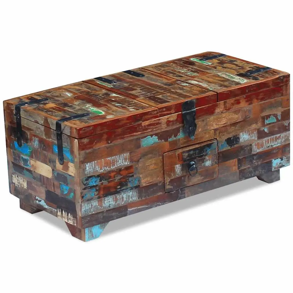 Reclaimed Wood Coffee Table Chest with Storage Brown 80cm x 40cm x 35cm