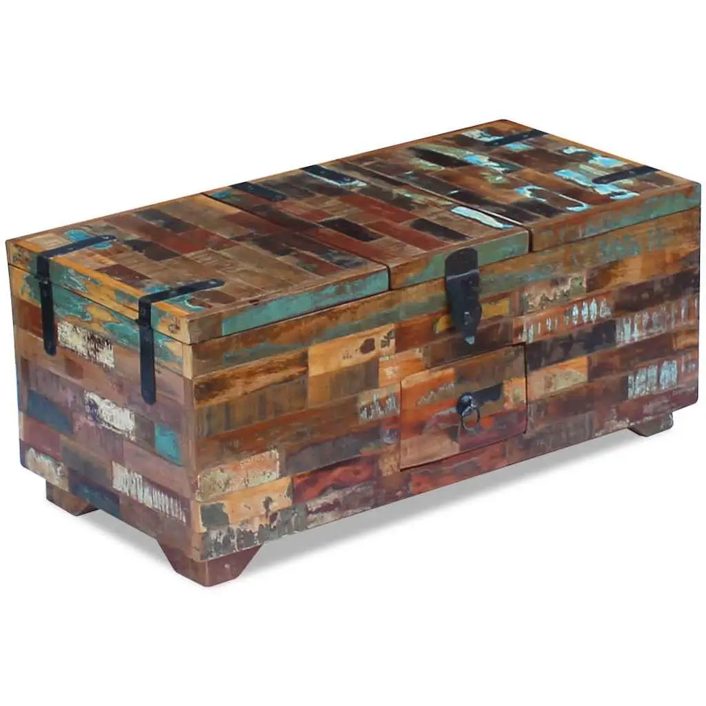Reclaimed Wood Coffee Table Chest with Storage Brown 80cm x 40cm x 35cm