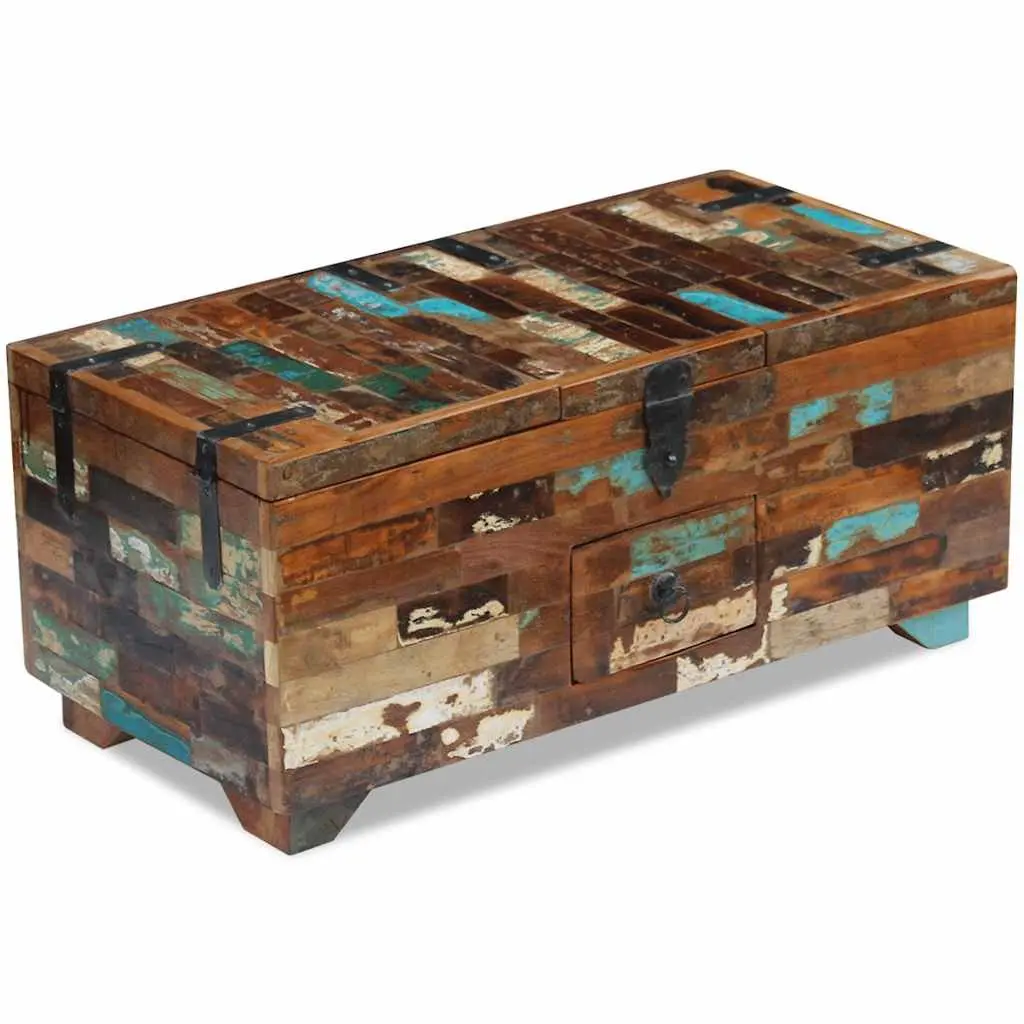 Reclaimed Wood Coffee Table Chest with Storage Brown 80cm x 40cm x 35cm