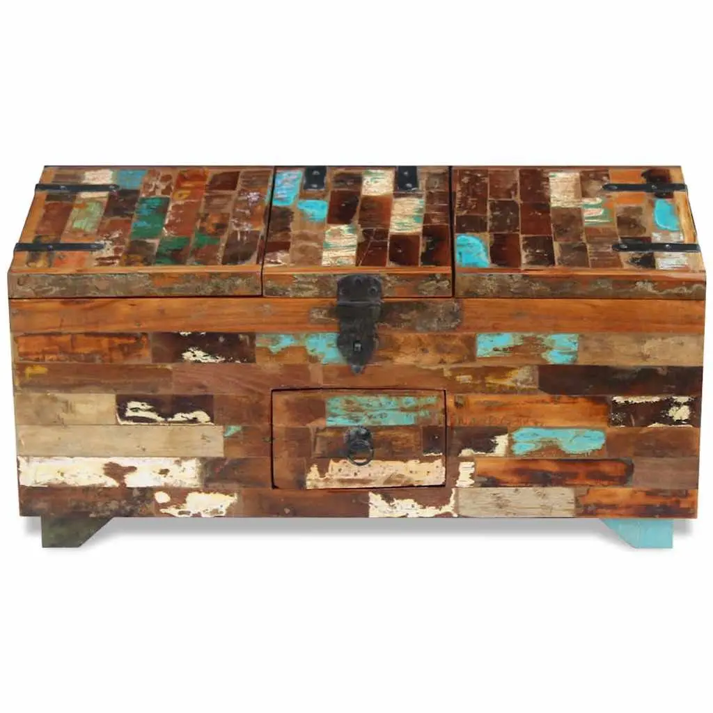 Reclaimed Wood Coffee Table Chest with Storage Brown 80cm x 40cm x 35cm