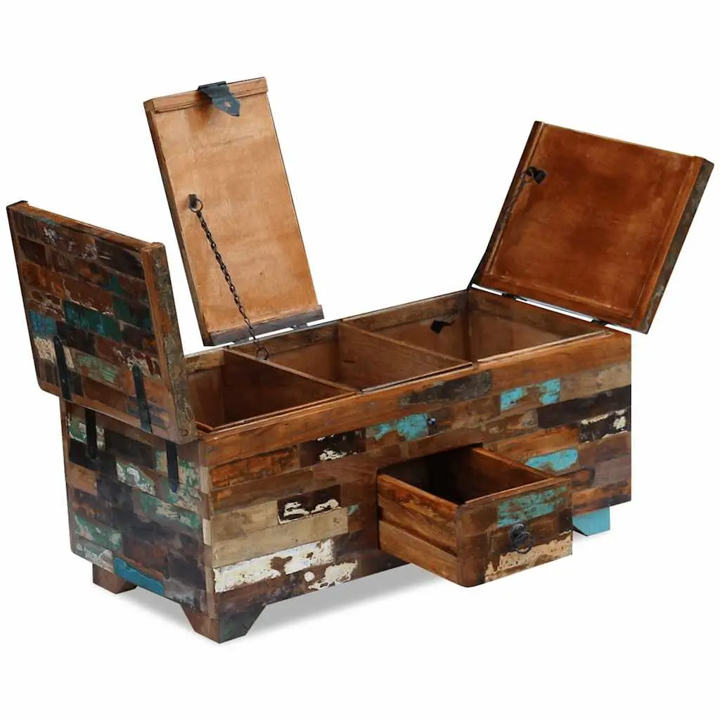 Reclaimed Wood Coffee Table Chest with Storage Brown 80cm x 40cm x 35cm