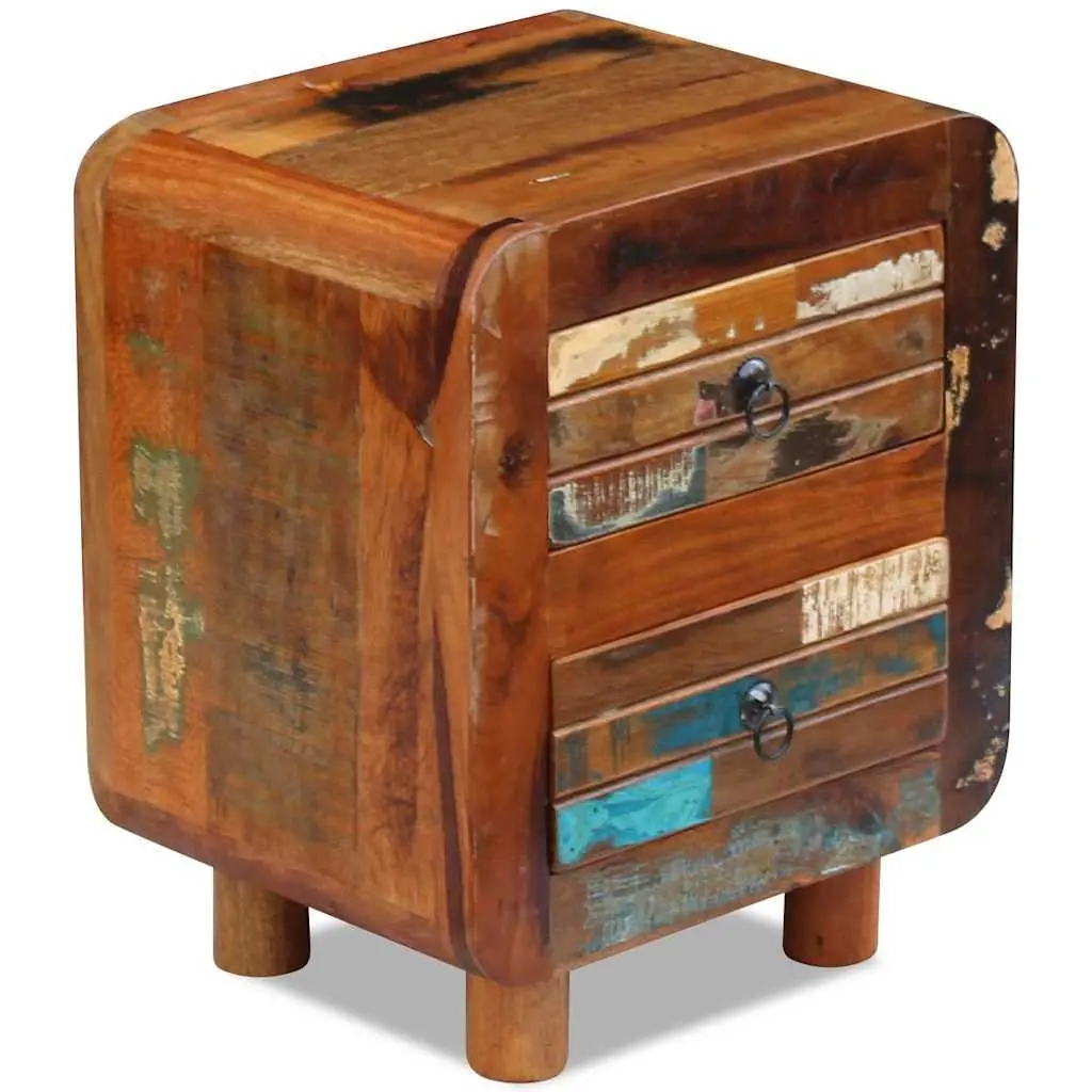 Bedside Table Night Cabinet 43x33x51 cm 2 Drawers Brown Reclaimed Wood
