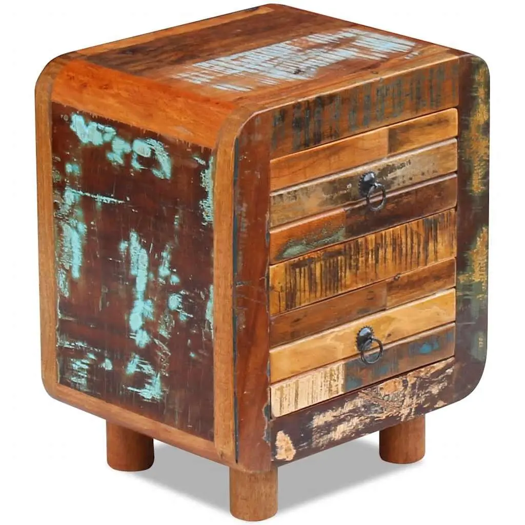 Bedside Table Night Cabinet 43x33x51 cm 2 Drawers Brown Reclaimed Wood